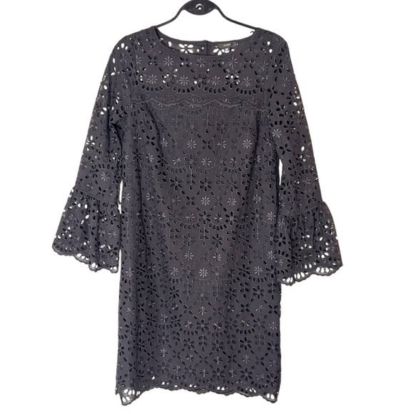 J Crew Bell Sleeve Dress in Embroidered Eyelet Black- Size 4T - Picture 3 of 16